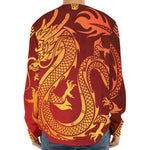 Chinese Dragon Zodiac Sign Print Long Sleeve Baseball Jersey