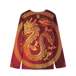 Chinese Dragon Zodiac Sign Print Long Sleeve Short Coat