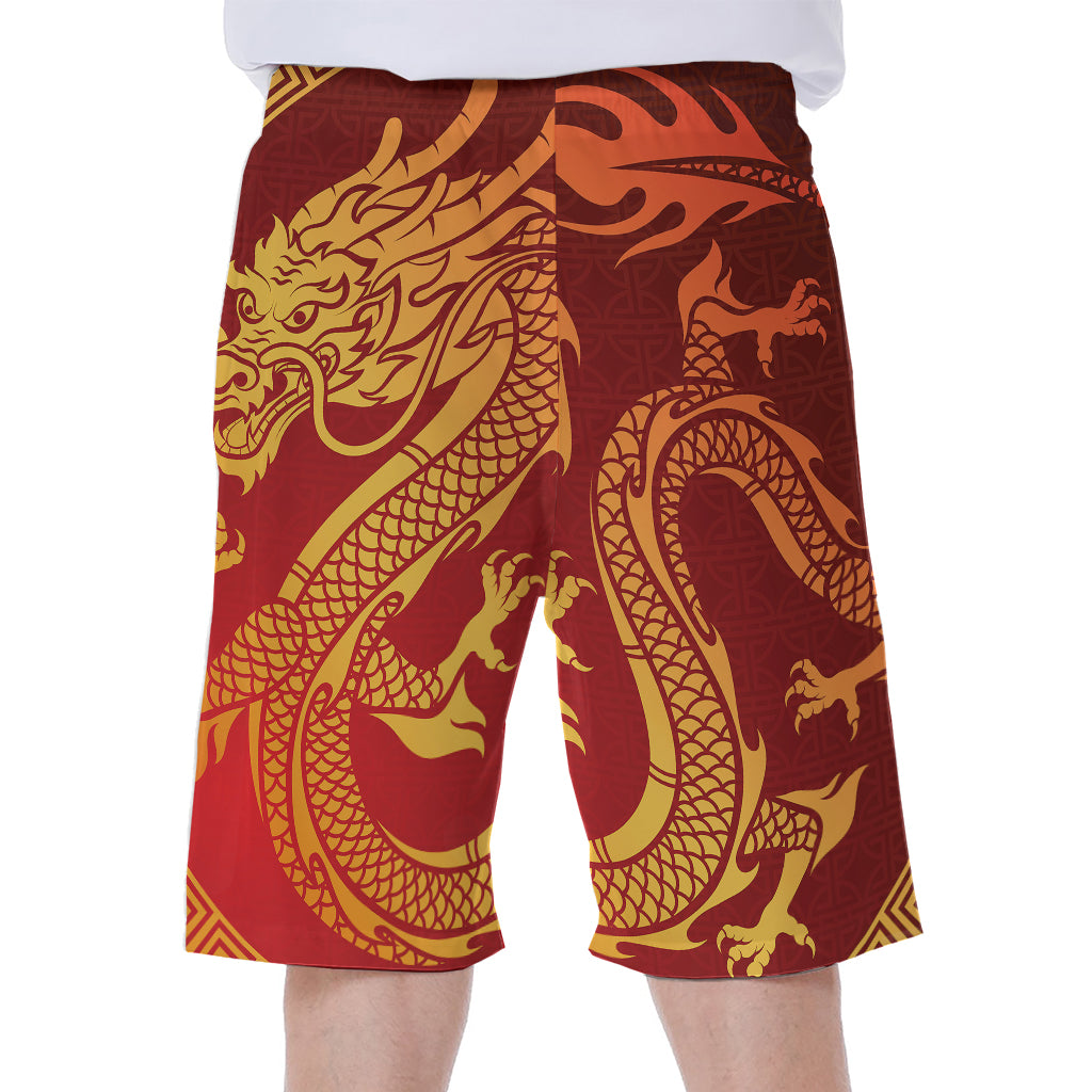 Chinese Dragon Zodiac Sign Print Men's Beach Shorts