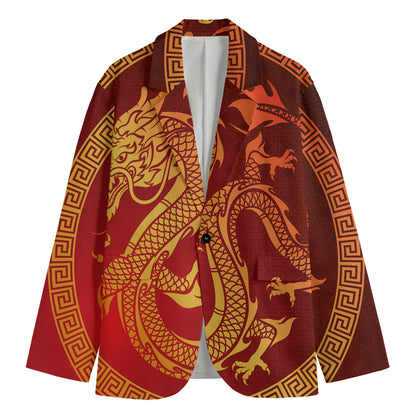 Chinese Dragon Zodiac Sign Print Men's Blazer