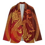 Chinese Dragon Zodiac Sign Print Men's Cotton Blazer