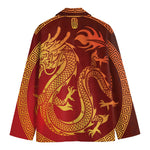 Chinese Dragon Zodiac Sign Print Men's Cotton Blazer