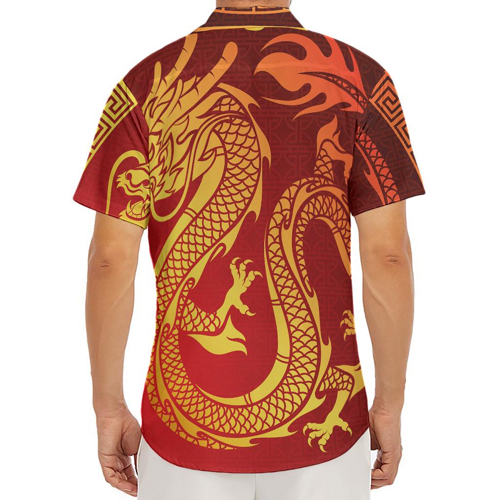 Chinese Dragon Zodiac Sign Print Men's Deep V-Neck Shirt