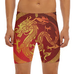 Chinese Dragon Zodiac Sign Print Men's Long Boxer Briefs
