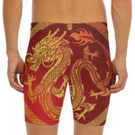 Chinese Dragon Zodiac Sign Print Men's Long Boxer Briefs