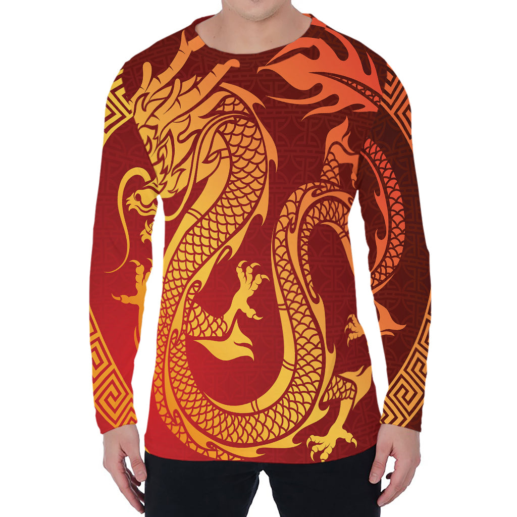 Chinese Dragon Zodiac Sign Print Men's Long Sleeve T-Shirt