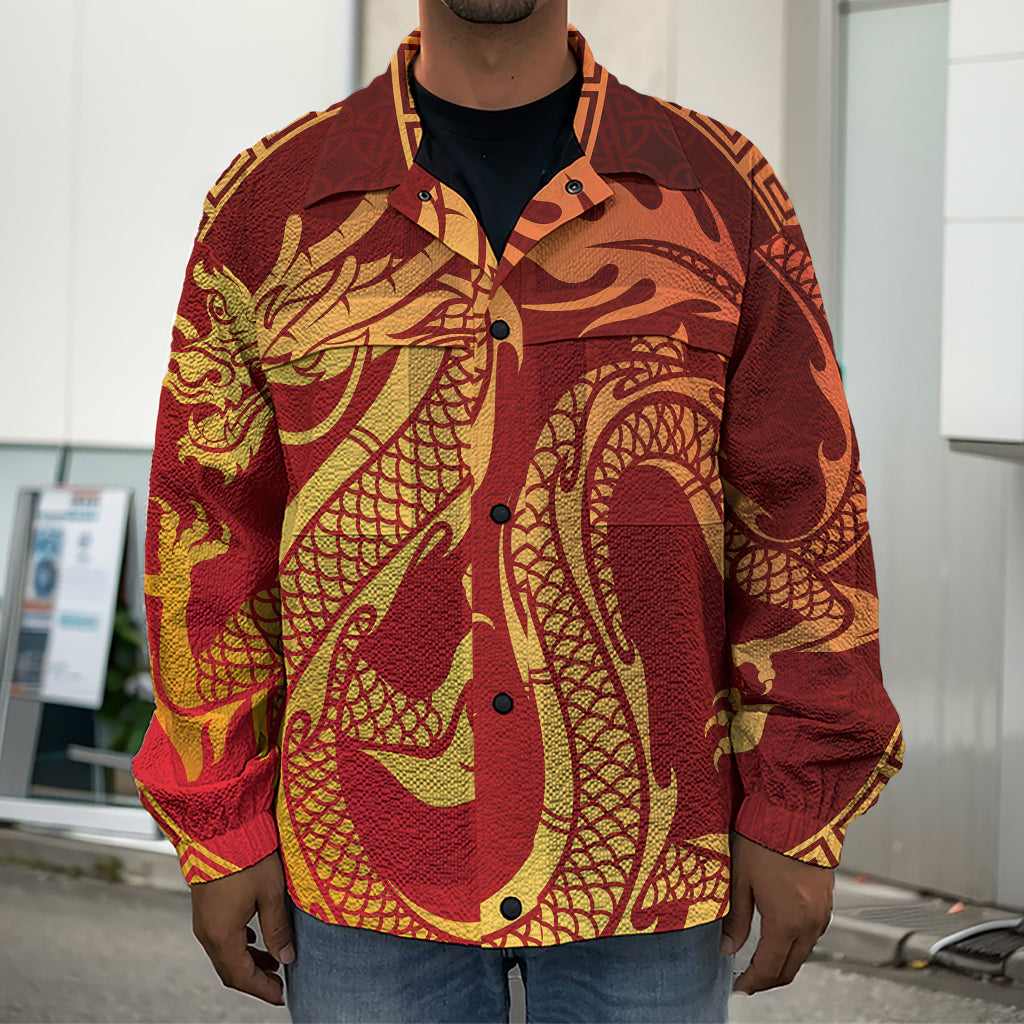 Chinese Dragon Zodiac Sign Print Men's Shirt Jacket
