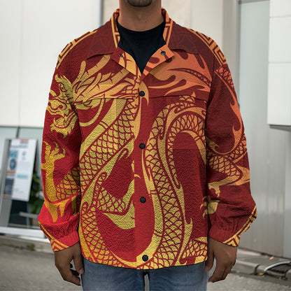 Chinese Dragon Zodiac Sign Print Men's Shirt Jacket