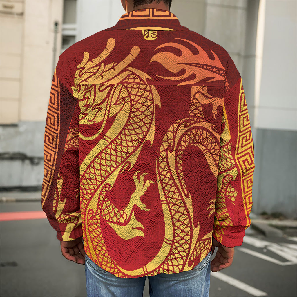 Chinese Dragon Zodiac Sign Print Men's Shirt Jacket
