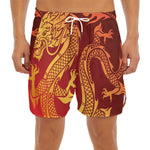 Chinese Dragon Zodiac Sign Print Men's Split Running Shorts