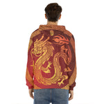Chinese Dragon Zodiac Sign Print Men's Velvet Pullover Hoodie