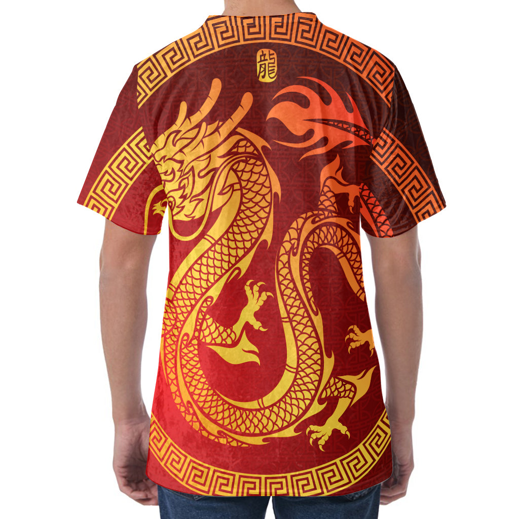 Chinese Dragon Zodiac Sign Print Men's Velvet T-Shirt