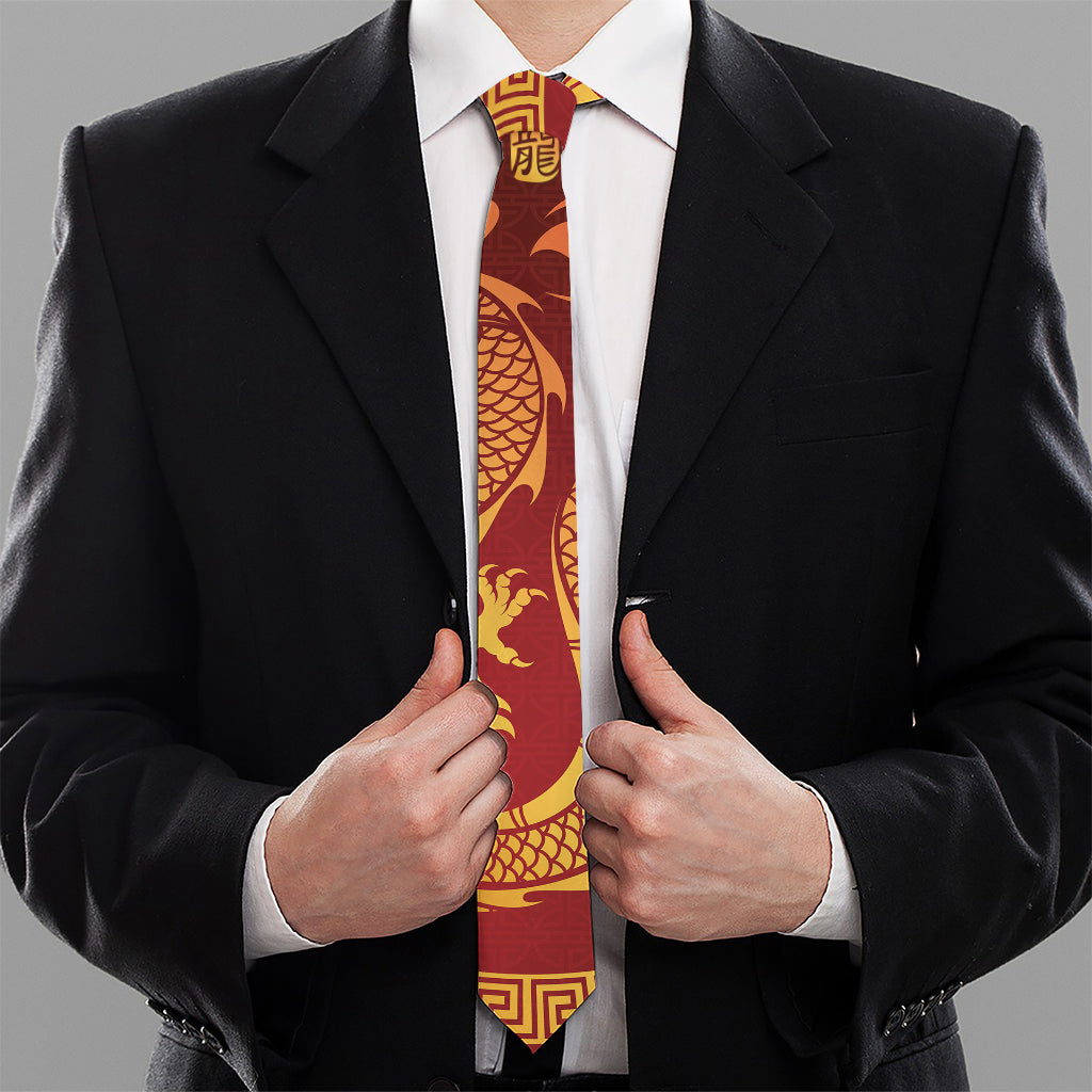 Chinese Dragon Zodiac Sign Print Necktie