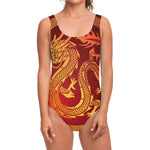 Chinese Dragon Zodiac Sign Print One Piece Swimsuit