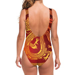 Chinese Dragon Zodiac Sign Print One Piece Swimsuit