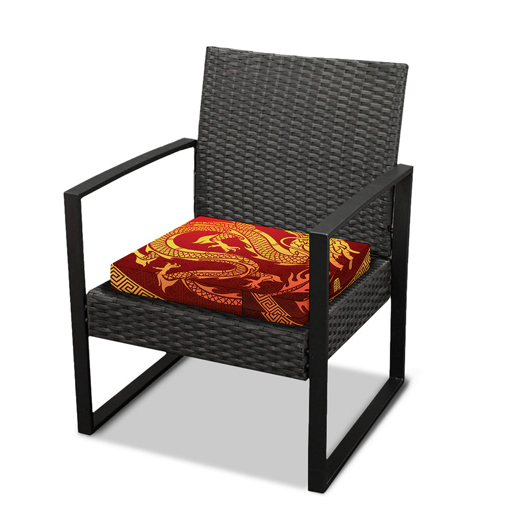 Chinese Dragon Zodiac Sign Print Outdoor Seat Cushion Cover