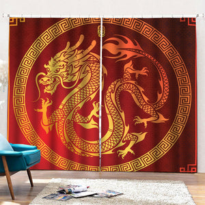 Chinese Dragon Zodiac Sign Print Pencil Pleat Curtains