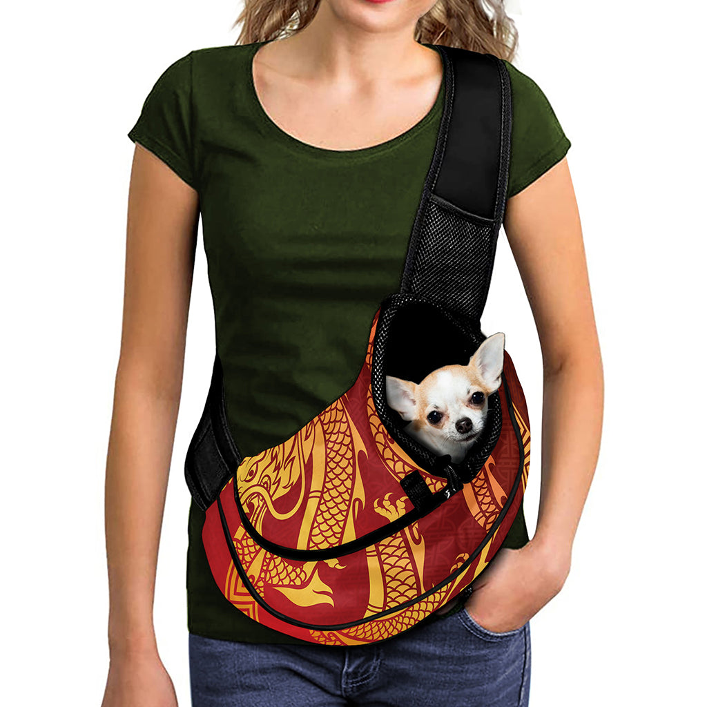 Chinese Dragon Zodiac Sign Print Pet Sling Carrier