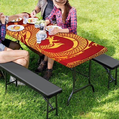 Chinese Dragon Zodiac Sign Print Picnic Table Cover