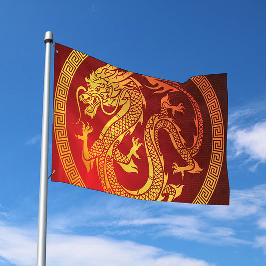 Chinese Dragon Zodiac Sign Print Polyester Flag