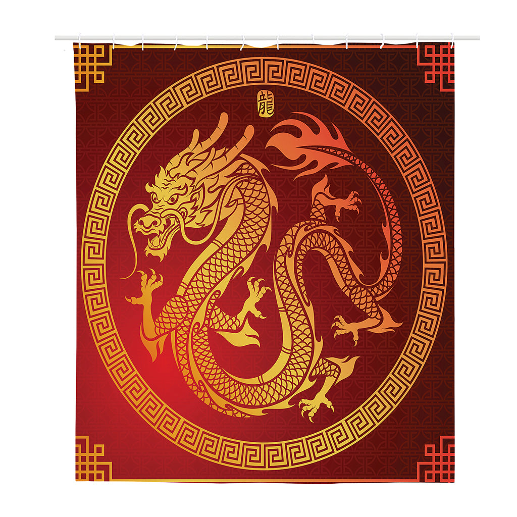 Chinese Dragon Zodiac Sign Print Polyester Shower Curtain