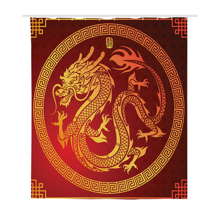 Chinese Dragon Zodiac Sign Print Polyester Shower Curtain
