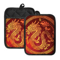 Chinese Dragon Zodiac Sign Print Pot Holders With Pocket