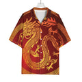 Chinese Dragon Zodiac Sign Print Rayon Hawaiian Shirt