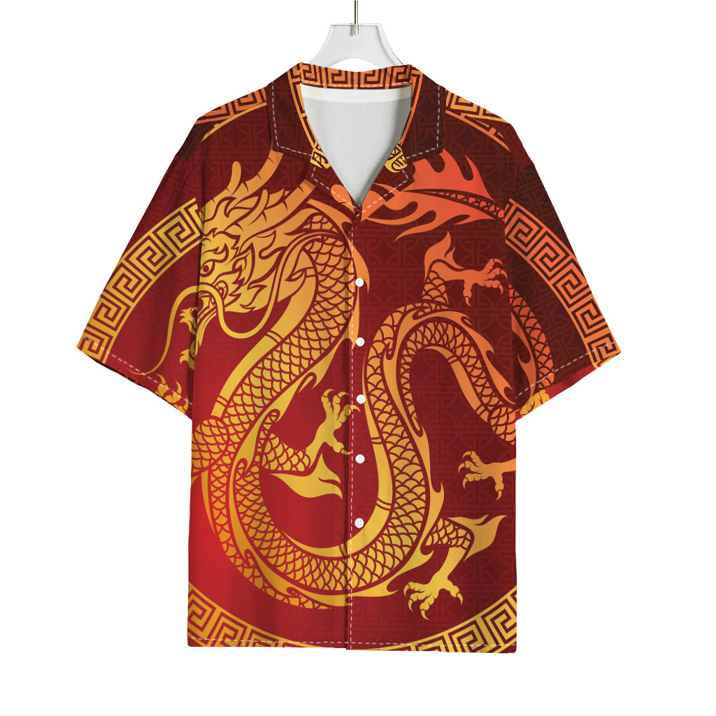 Chinese Dragon Zodiac Sign Print Rayon Hawaiian Shirt