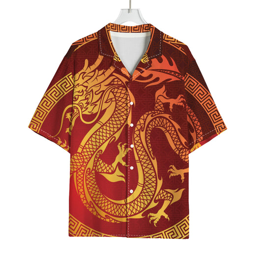 Chinese Dragon Zodiac Sign Print Rayon Hawaiian Shirt