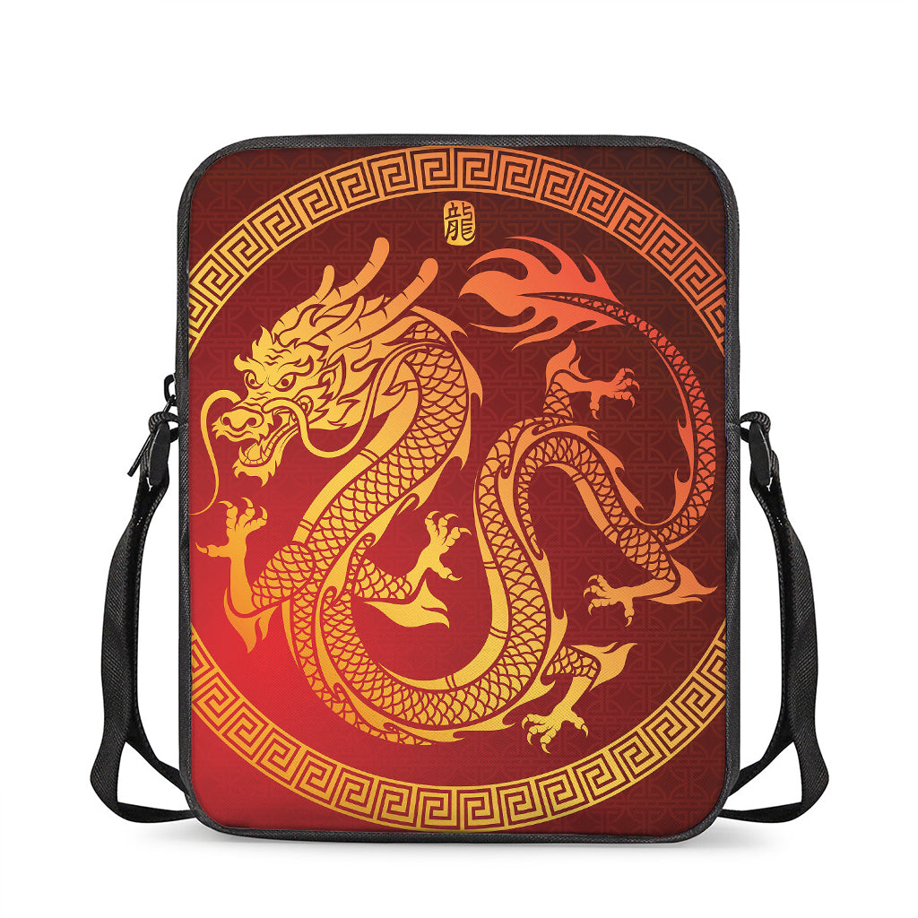 Chinese Dragon Zodiac Sign Print Rectangular Crossbody Bag