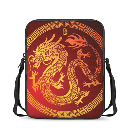 Chinese Dragon Zodiac Sign Print Rectangular Crossbody Bag