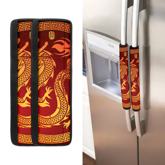 Chinese Dragon Zodiac Sign Print Refrigerator Handle Covers