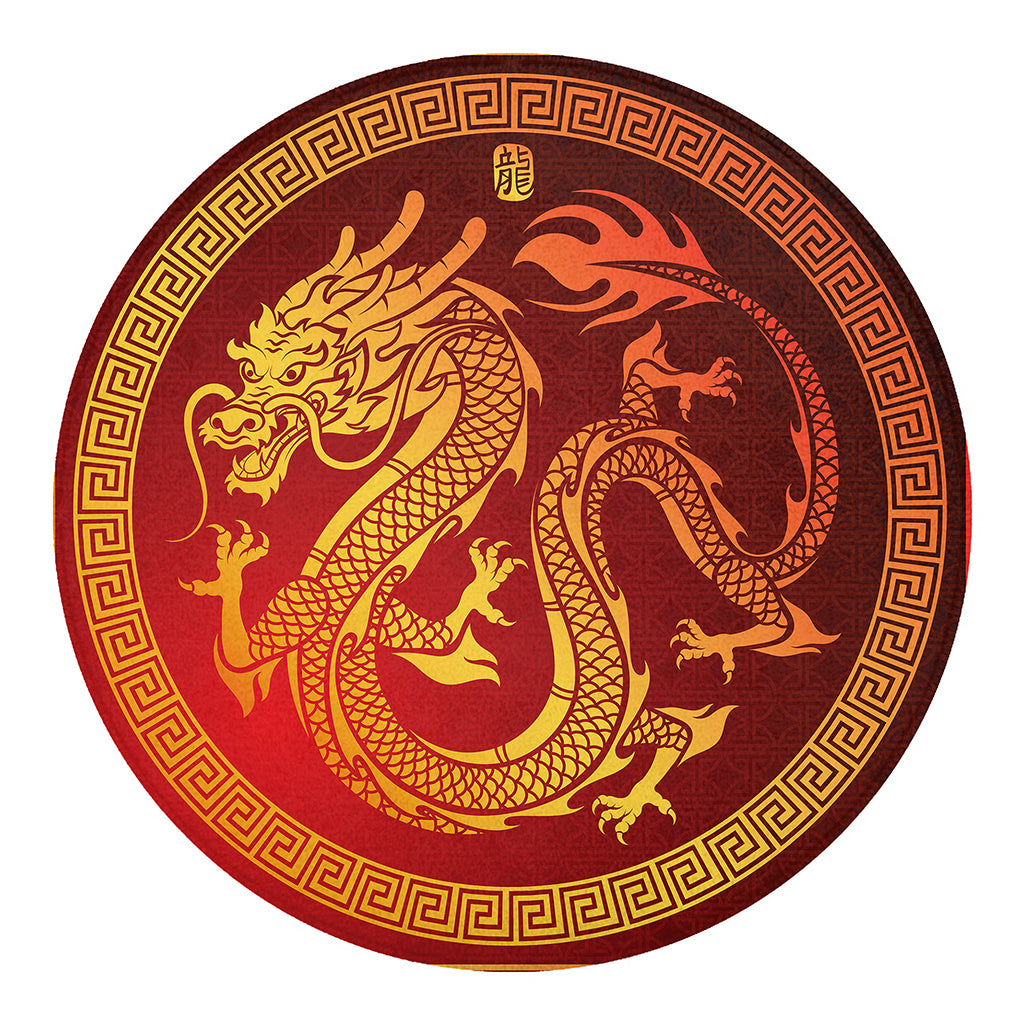 Chinese Dragon Zodiac Sign Print Round Blanket