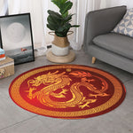 Chinese Dragon Zodiac Sign Print Round Rug