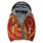 Chinese Dragon Zodiac Sign Print Sherpa Lined Zip Up Hoodie