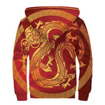 Chinese Dragon Zodiac Sign Print Sherpa Lined Zip Up Hoodie