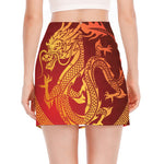 Chinese Dragon Zodiac Sign Print Side Slit Mini Skirt