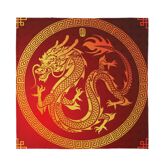 Chinese Dragon Zodiac Sign Print Silk Bandana