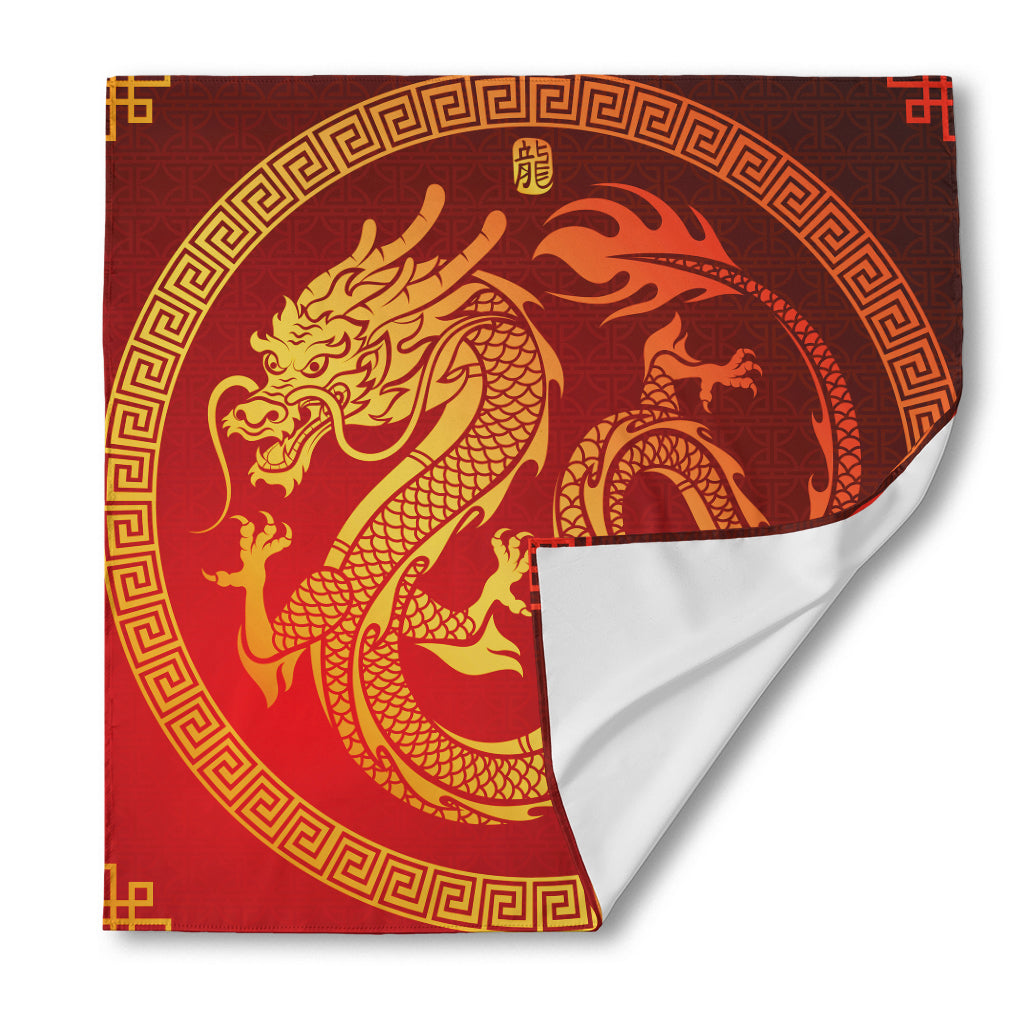 Chinese Dragon Zodiac Sign Print Silk Bandana