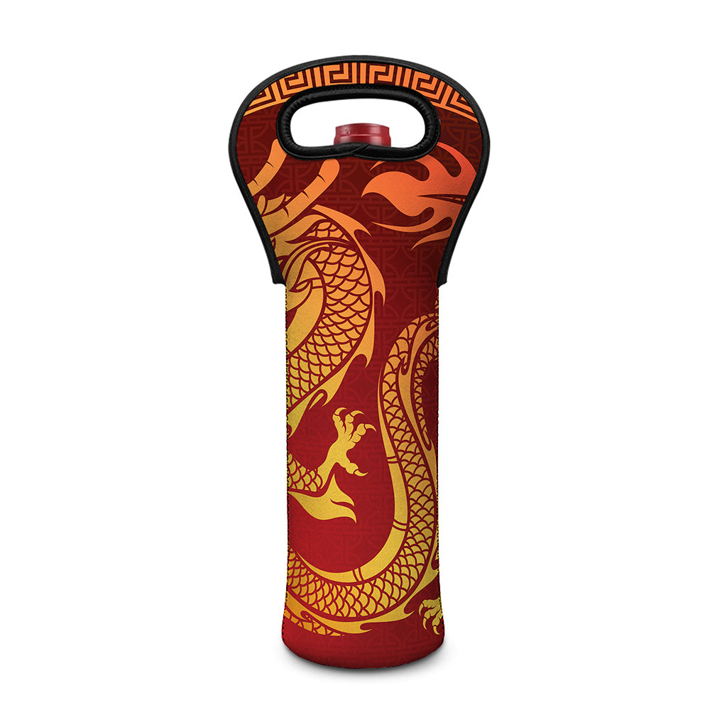 Chinese Dragon Zodiac Sign Print Single Neoprene Wine Tote