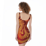 Chinese Dragon Zodiac Sign Print Sleeveless Bodycon Dress