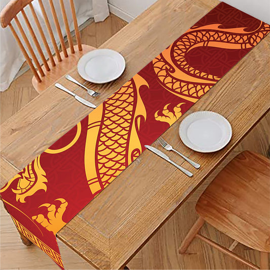 Chinese Dragon Zodiac Sign Print Table Runner