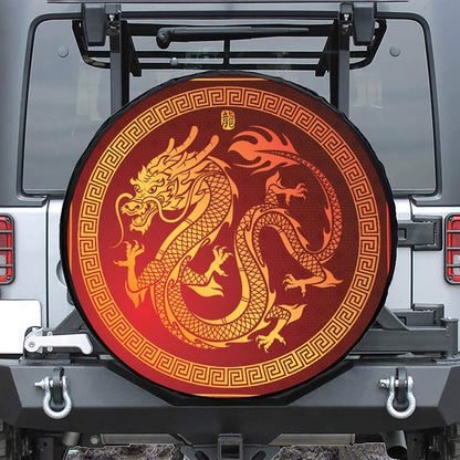 Chinese Dragon Zodiac Sign Print Tire Cover