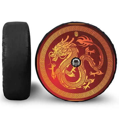 Chinese Dragon Zodiac Sign Print Tire Cover With Camera Hole