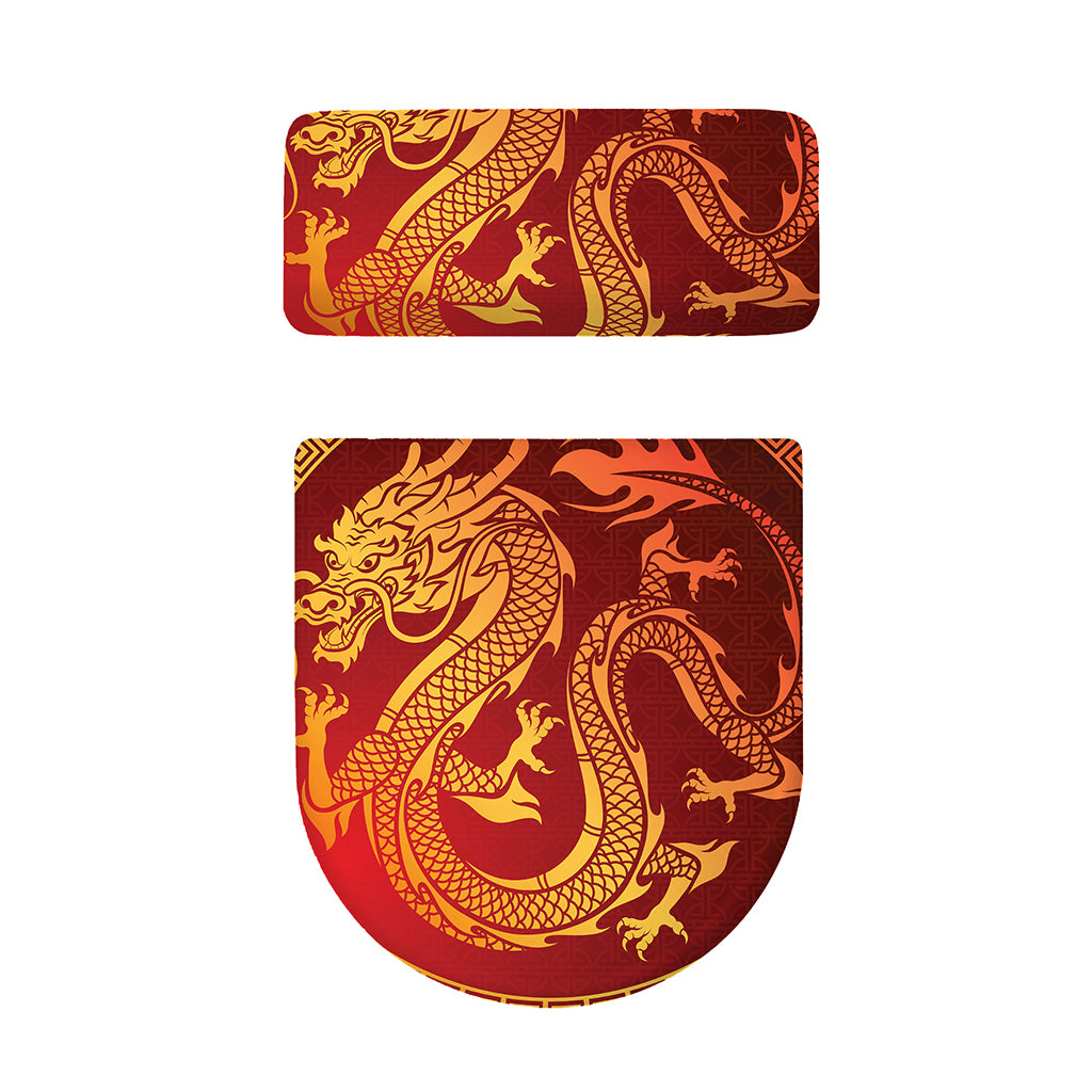 Chinese Dragon Zodiac Sign Print Toilet Lid And Tank Cover Set
