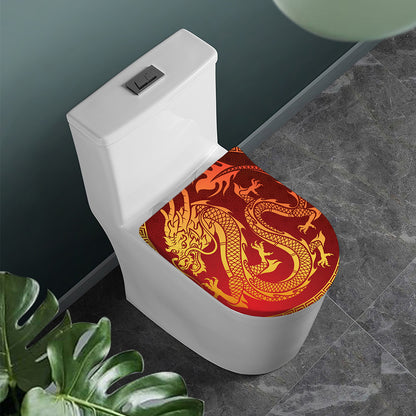 Chinese Dragon Zodiac Sign Print Toilet Lid Cover