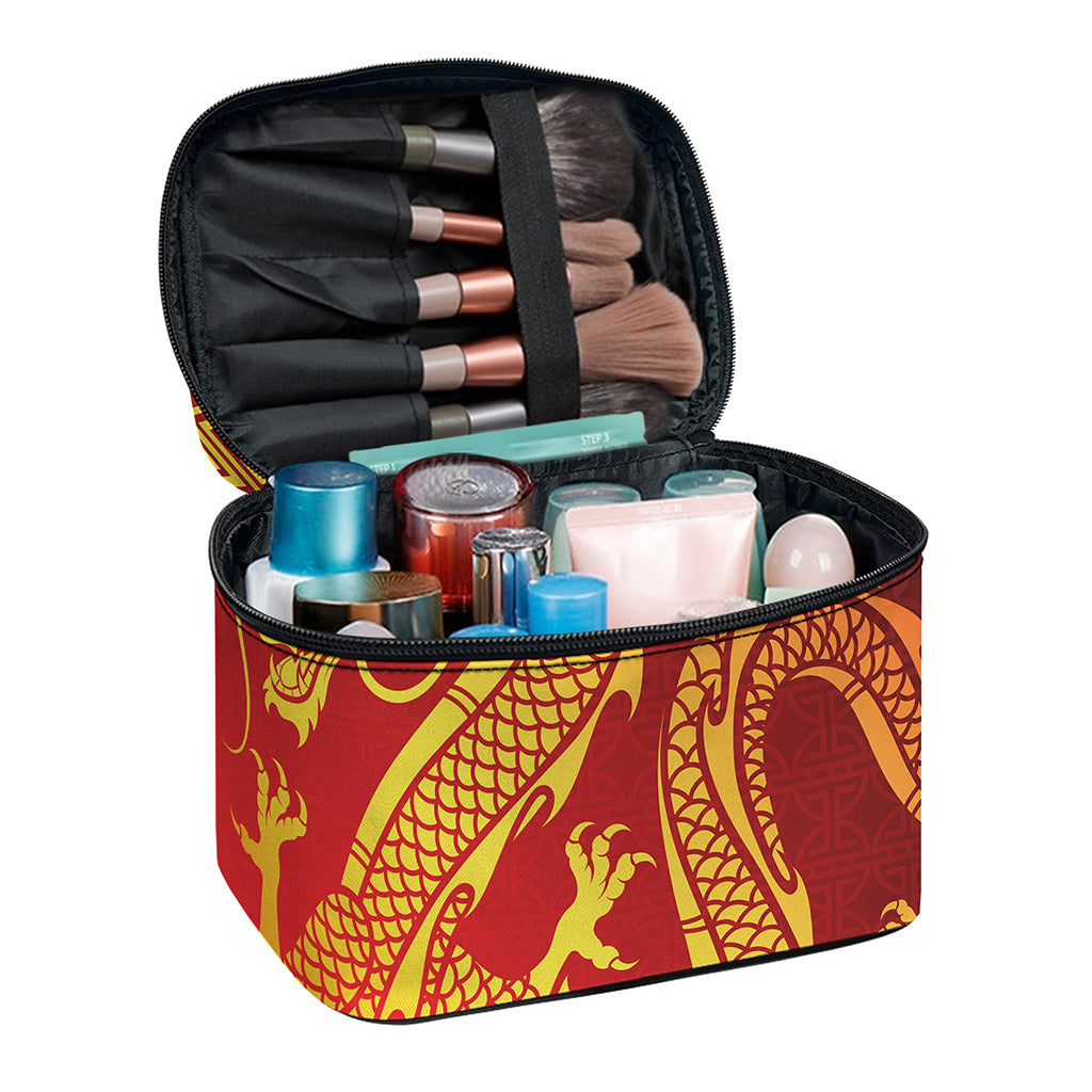 Chinese Dragon Zodiac Sign Print Travel Makeup Bag
