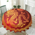 Chinese Dragon Zodiac Sign Print Waterproof Round Tablecloth