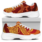 Chinese Dragon Zodiac Sign Print White Chunky Shoes